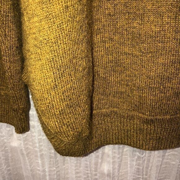 H&M M Mustard Heather Back Zip Wool Blend High Low Crewneck Pullover Sweater - Picture 8 of 12